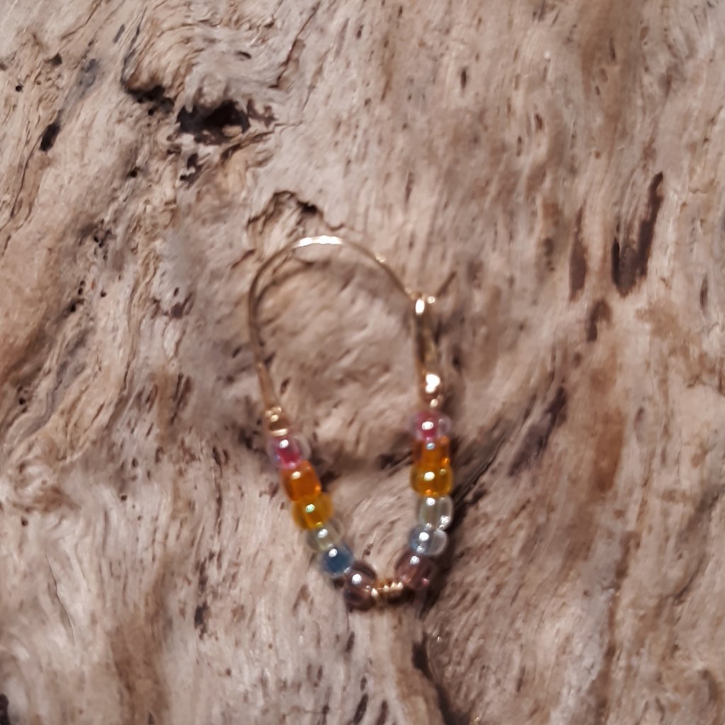 Unique Handmade Gf Septum Ring Hoop With Rainbow Beads